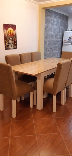 Imagen 8 de 9 de Juego De Comedor, Mesa Exten Color Paraiso+6 Sillas Chenille