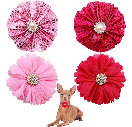 4pcs Dog Flowers Collar Charms Slides Attachment Access...