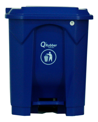 Contenedor De Basura Qrubber 30lts. Azul Con Pedal