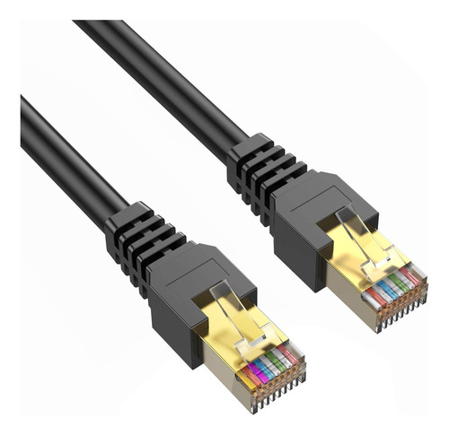 Cable Ethernet Para Exteriores De 25 Pies Cat7 Negro, Phizli