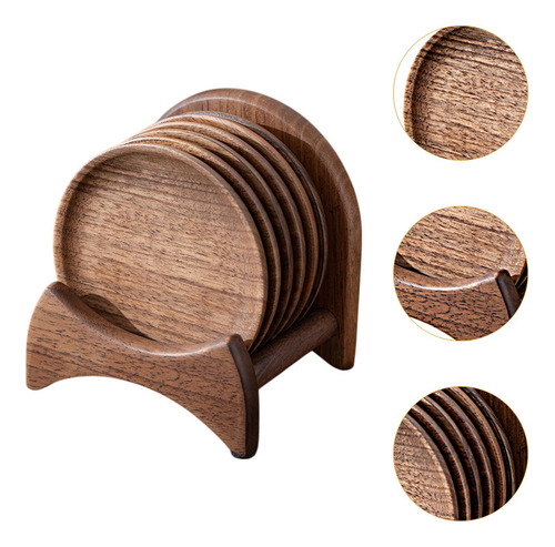 6 Posavasos De Madera Con Soporte Para Tazas, Resistentes Al