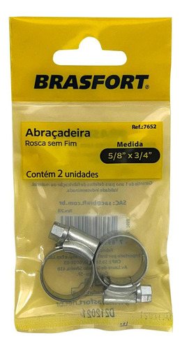 Cartela Abracadeira Rosca Sem Fim 5/8 X 3/4 Brasfort Cartel