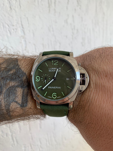 Relógio Panerai Luminor Marina, Caixa Prateada, Fundo Verde Verde-musgo Prateado Verde-musgo (Usado)