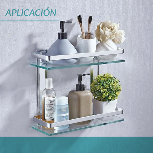 Estante Para Baño Vidrio Organizador Ducha Repisa Doble