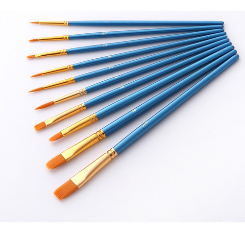 Juego De 10 Pinceles De Pintura Para Arte, Acuarelas Y Aceit