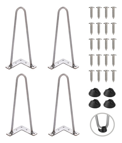 Ten49 - Juego De 4 Patas De Horquilla De Acero Negro Satina.