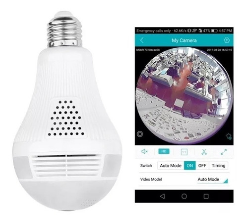 Camara Espia Ip 360 Tipo Foco Wifi Iluminación Infrarrojos