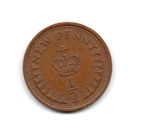 Moneda Gran Bretaña Inglaterra 1/2 New Penny Año 1973 Km#914