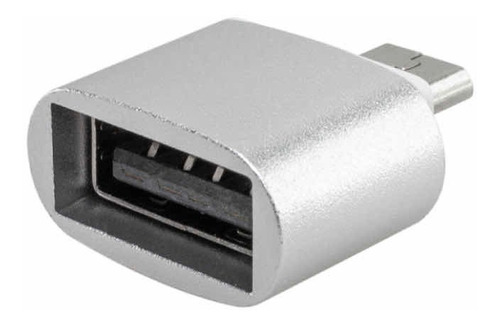 Adaptador Usb - Micro Usb Con Cuerpo Plateado Metálico