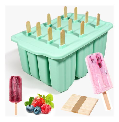 Molde Para Helado Con Tapa Y 12 Orificios