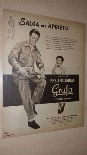 P509 Clipping Publicidad Ropa De Trabajo Tela Grafa Año 1956