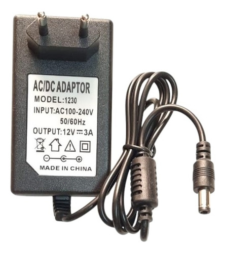 Transformador Adaptador Ac/dc Input: 110-240v Output: 12v 3a