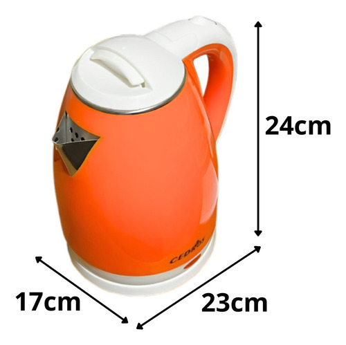 Chaleira Elétrica Inox 1.8l Jarra 220v Potência De 1500w Cor Laranja Cedros Ced-2022 Com Base Rotatória Aquecedor De Água Desligamento Automático Café Chá Chimarrão