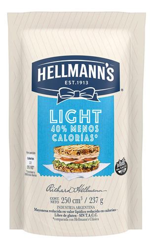 Hellmann's Light Mayonesa - Unidad - 1 - 237 g - Doypack