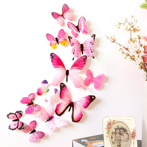 Kit Adesivo Borboletas 3d Parede Cola Pvc 60un Decoração