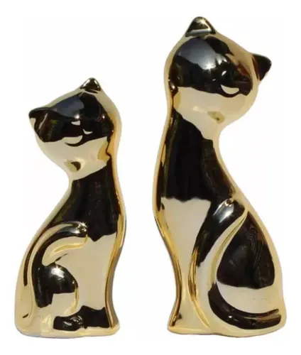 comprar Adorno Pareja De Gatos Cerámica Metalizado Decoraciones