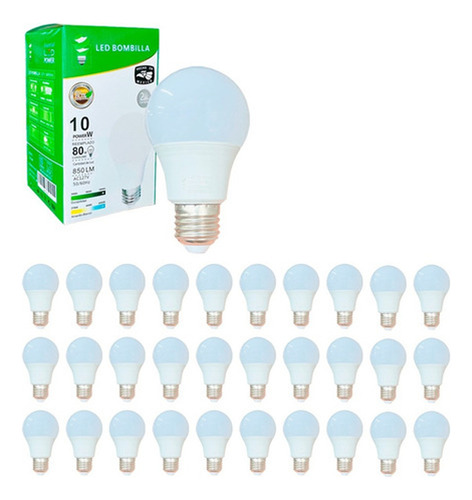30 Focos Led 10w Luz Fria 6500k E27 Ahorrador Ilv 30 Focos Blanco Frío