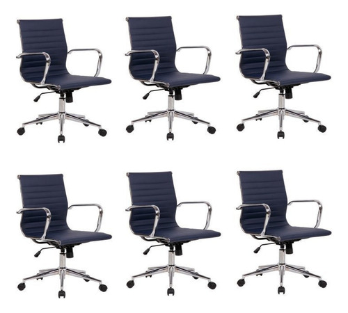 Conjunto 6 Cadeiras De Escritório Diretor Giratória