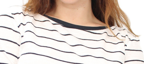 Imagen 3 de 8 de Remera Mujer Blanca Rayada Manga Larga Importada Moda Divina