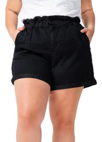 Pantalón para mujer negro Baggy tiro súper alto con botones expuestos