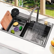Comprar 68x45 Cm Grifo Tarja Fregadero De Cocina Cascada Inoxidable 304 Antiarañazos Tarja De Acero Inoxidable Tarja De Cocina
