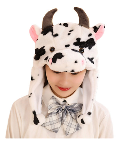 (a) Gorro De Peluche De Vaca Lechera Con Orejas Móviles Para