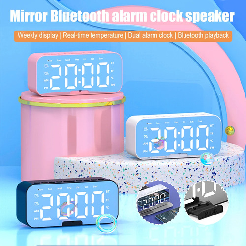 Alto-falante Bt Clock, Despertador Portátil Com Rádio Fm E