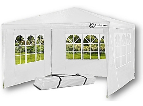 Gazebo De Rafia 3x3 Impermeable 3 Paredes Ventanas + Bolso Exahome