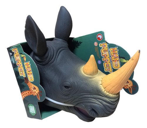 Rinoceronte Tipo Titere Figura Engomado Juguete Realista
