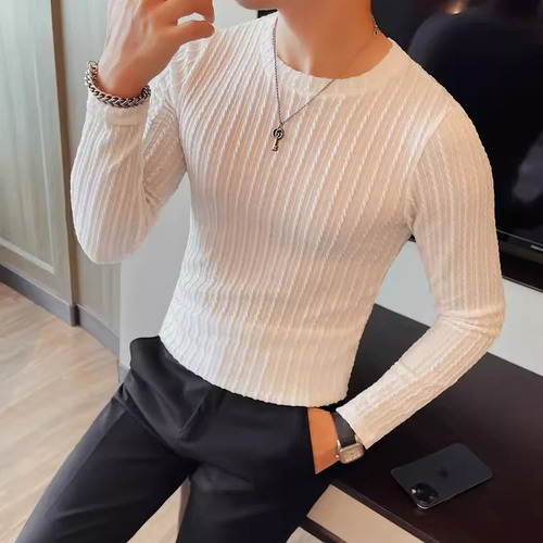 Camiseta De Invierno Con Cuello Redondo Y Manga Larga Para H