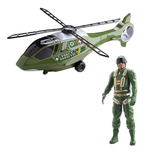 Game Line Bs Resgate Helicóptero Bs Toys - 323 Cor Verde Personagem Helicóptero com Boneco