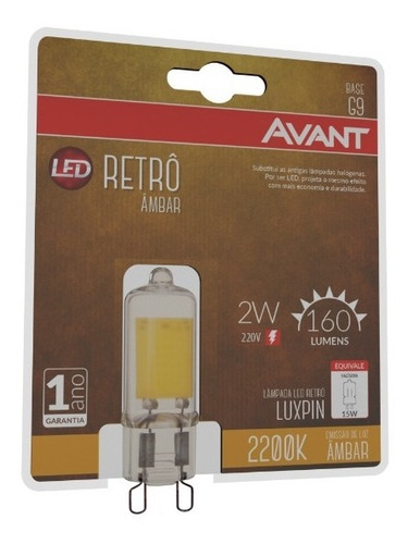 Imagem 1 de 5 de Lampada Retro Vintage 2200k Ambar Halopin G9 2w Avant