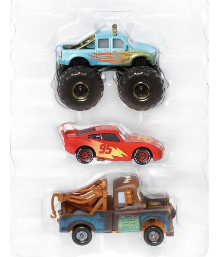Cars Disney Pixar Set 3 Carros Rayo Mcqueen Mater E Ivy 1:55