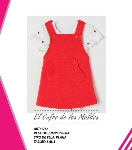 Molde  Vestido Jumper Beba, Patron Pack Talles 1 Al 5