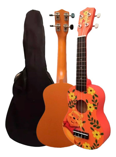 Ukelele Sunset Soprano Winnie The Pooh Con Funda Color Marrón Claro