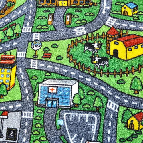 Imagen 3 de 3 de Alfombra Pista 140x200 Ciudad Pista Campo Niños