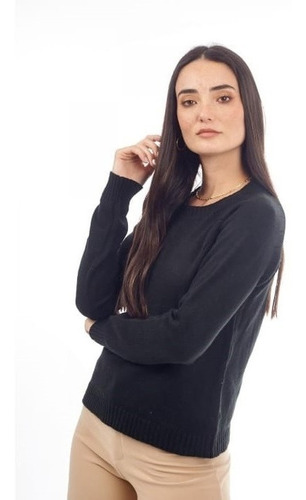 Sweater Mujer Tejido Hilo Liso Calado Manga Larga 