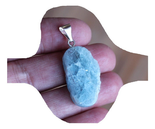 Aguamarina Azul Natural Calidad Gema Dije Engarce Plata 925