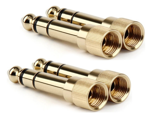 Kit 4 Adaptador P2 3.5mm F P10 6.5mm M Rosca Stereo Fone