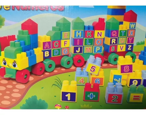 Conjunto blocos de montar tema trem brinquedo educativo nao informada