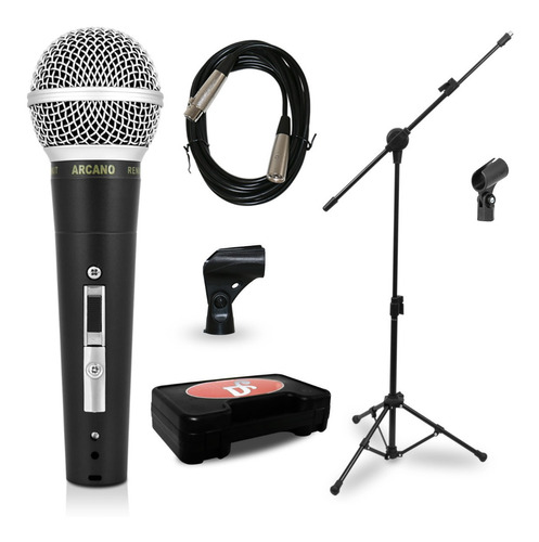 Kit Microfone Renius-8 Xlr-xlr + Pedestal Para Microfone