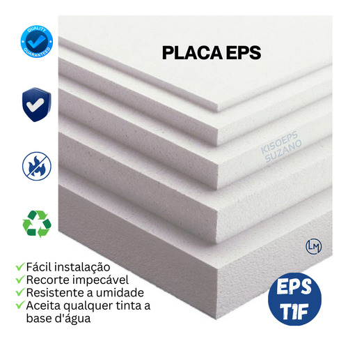 Placa Isopor Eps 100 X 50 X 1 Cm Com 25 Unidades 10mm