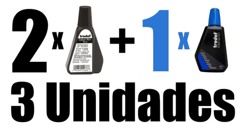 Tinta Trodat X Tampon 7011 28ml - 3uni (2u Negro + 1u Azul)