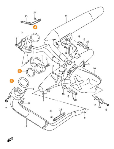 Empaque Escape Suzuki Intruder Boulevard 650 800 1400 1500 (Usado)