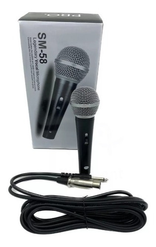 Microfone Com Fio Dinâmico Profissional Metal 5mts