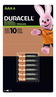 Pack 6 Pilas Aaa Recargables Duracell 900mah 1.2v Triple A