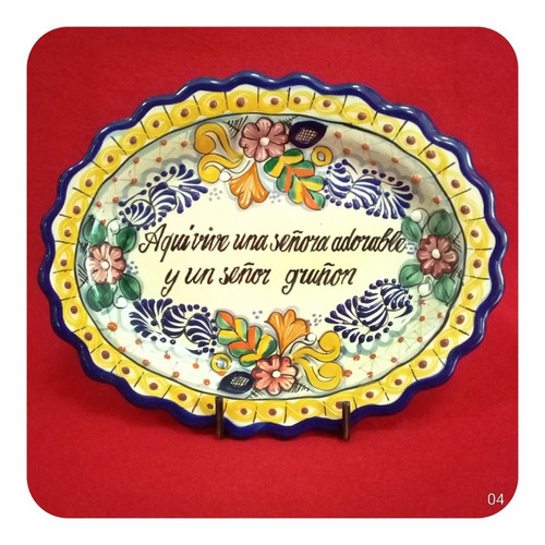 Imagen 2 de 3 de Platón Placa Talavera Poblana C/frase Decorativa Fr 01 Plc