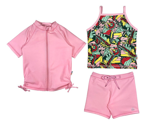 Swimzip Girl 3 Piezas Rash Guard De Manga Corta, Pantalones