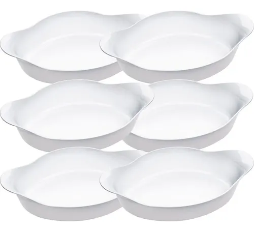 Conjunto De Assadeiras Marinex Opaline  Oval Média 600 Ml - 6 Branco