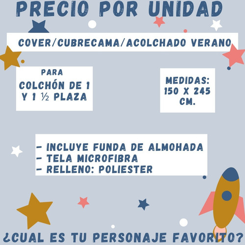 Cubrecama Cover Piñata Spiderman Peppa Pig Cars Frozen Vengadores Minnie Mickey Zombies Pj Mask Paw Patrol Cuotas Mmk
